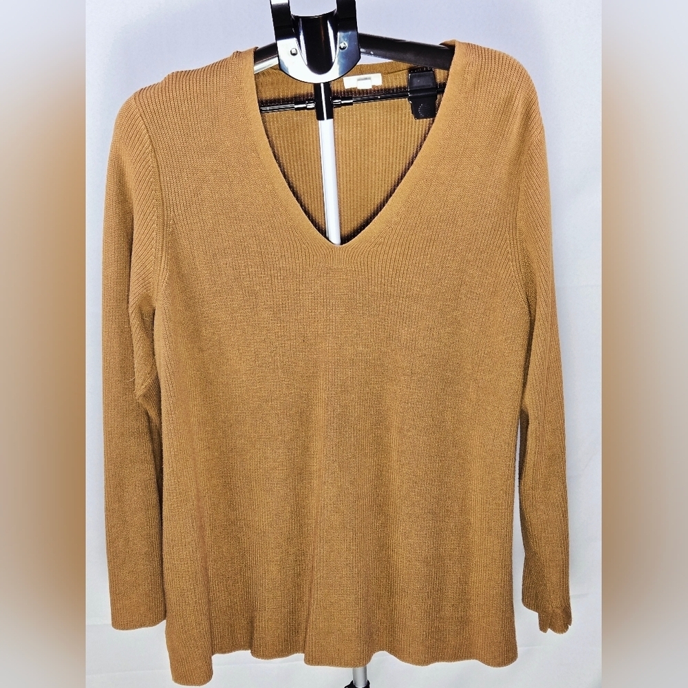 J. Jill Elevated Basic Quiet Luxury Ribbed V-Neck Sweater, XL